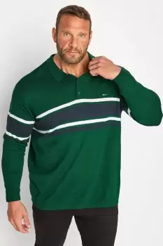 Image of Stripe Long Sleeve Knitted Polo Shirt