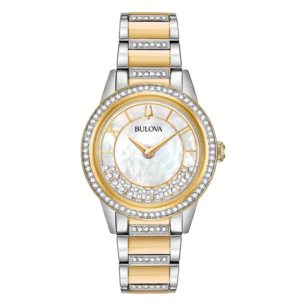Image of Bulova 98L245 Crystal TurnStyle Two Tone Bracelet Watch - W83912