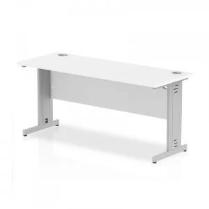 Image of Trexus Desk Rectangle Cable Managed Silver Leg 1600x600mm White Ref
