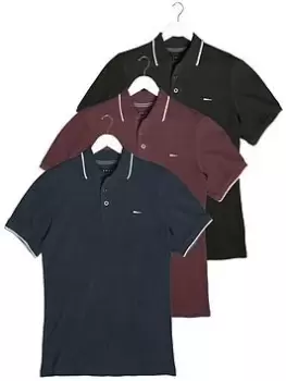 Image of BadRhino 3 Pack Tipping Polo Shirts - Black/Burgundy/Navy, Multi, Size 3XL, Men