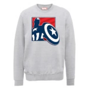 Image of Marvel Avengers Assemble Captain America Badge Outline Sweatshirt - Grey - S