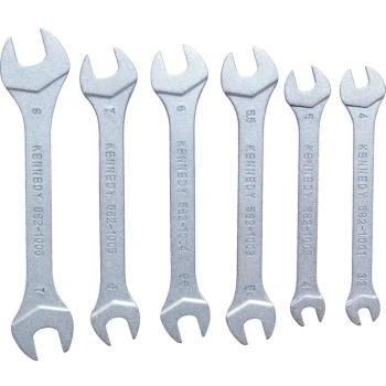 Image of Metric Open Ended Spanner Set, 3.2 - 8MM, Set of 6 - Kennedy