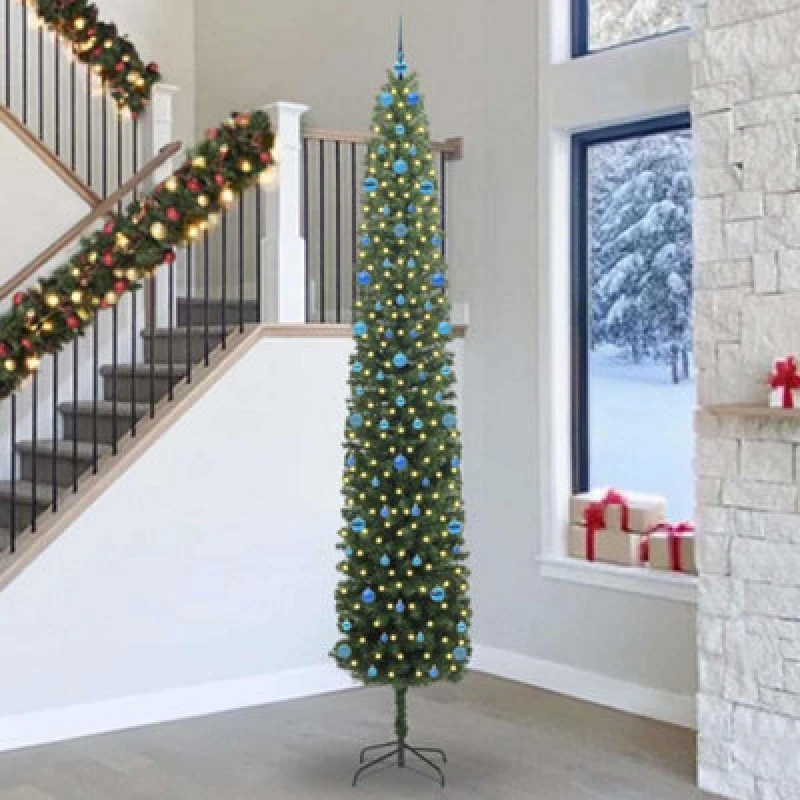 Image of vidaXL Artificial Christmas Tree with 300 LEDs and Blue Balls with Stand Green 300 cm, Green 3394994