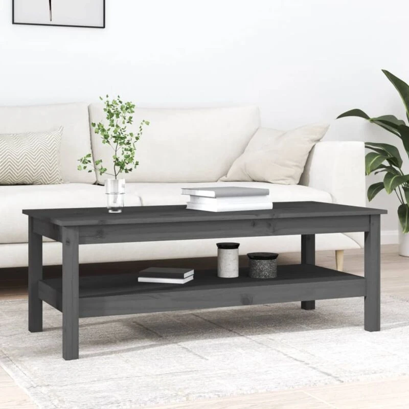 Image of Vidaxl Coffee Table Grey 110X50X40 Cm Solid Wood Pine, Grey 814276