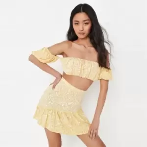 Image of Missguided Ord Puff Sleeve Skirt Set Ditsy - Yellow