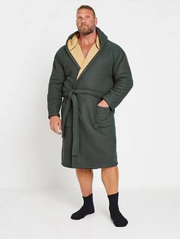 Image of BadRhino Borg Lined Dressing Gown Grey