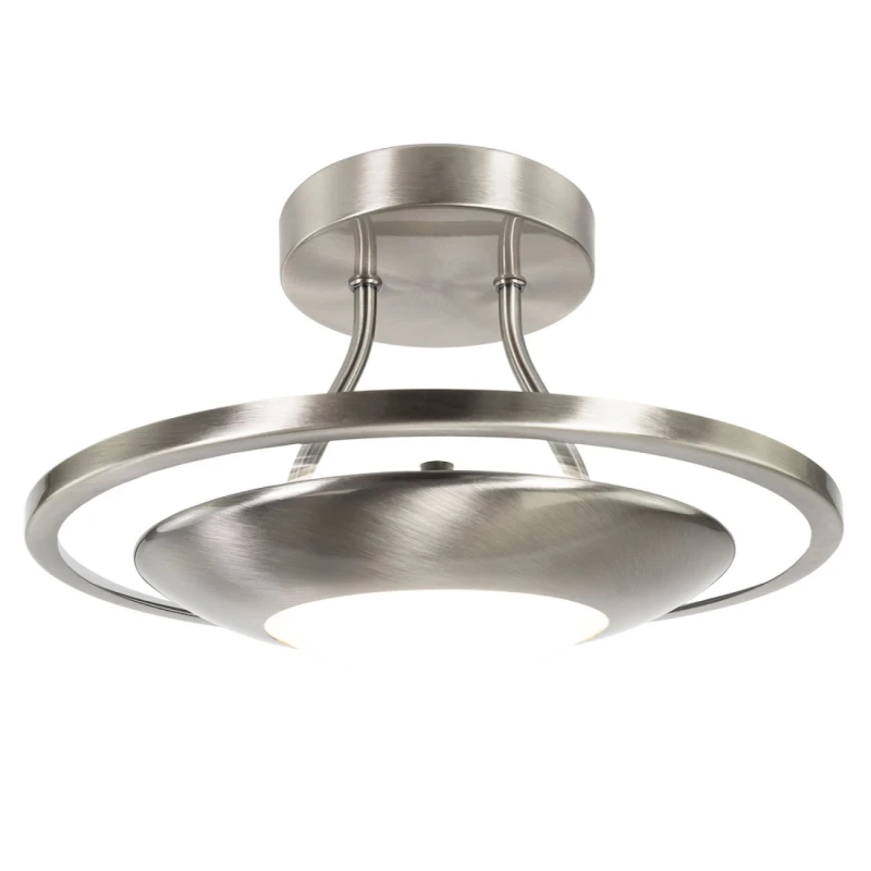 Image of Happy Homewares Semi Flush Energy Saving LED Ceiling Light in Brushed Metal Finish in Metallic Silver Metallic Silver Unisex