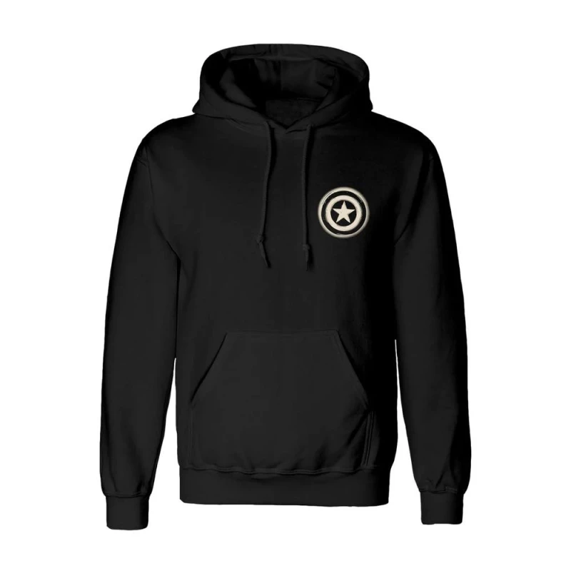 Image of Captain America Mens Linocut Hoodie in Black Size: XL Black Male XL