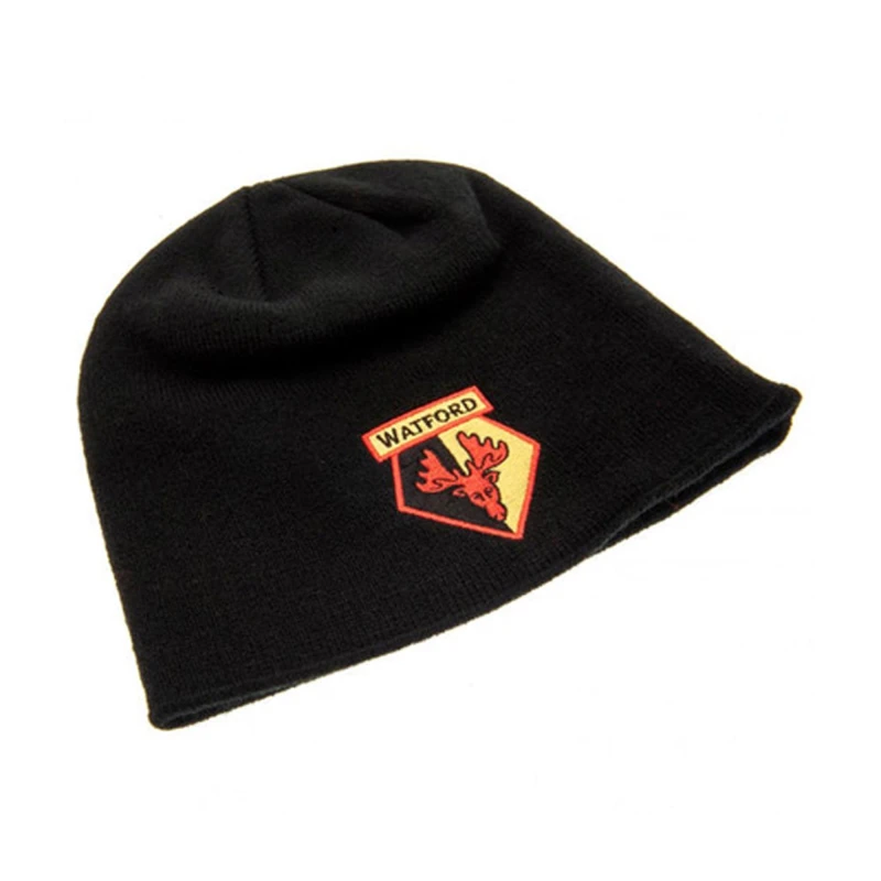Image of Watford FC Mens Knitted Beanie Hat in Black Male One Size