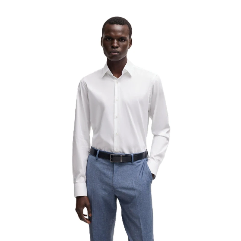 Image of Boss Mens H Joe Kent Long Sleeve Oxford Shirt White male 17.75 inch