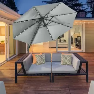 Image of Alfresco 3m LED Cantilever Parasol Garden Sun Umbrella with Base and Solar Lights, Grey