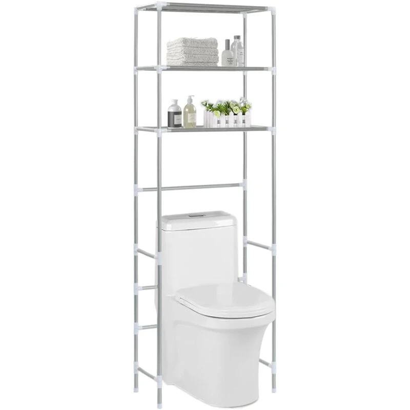 Image of VIDAXL Vidaxl - 3-Tier Storage Rack over Toilet Silver 53x28x169cm 282464