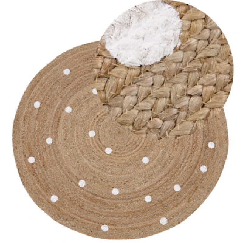 Image of Beliani Round Jute Area Rug 140 Cm Beige Kharra