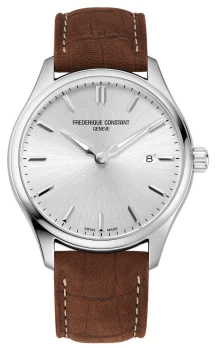 Image of Frederique Constant Classics Quartz Brown Leather Strap Watch
