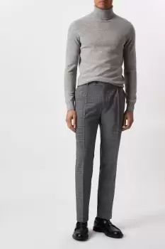 Image of Mens Plus Slim Fit Micro Check Charcoal Trousers