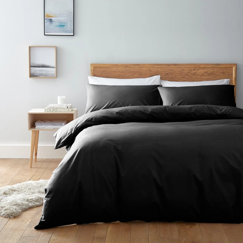 Image of Linea Egyptian 200 Thread Count Fitted Sheet - Black Single