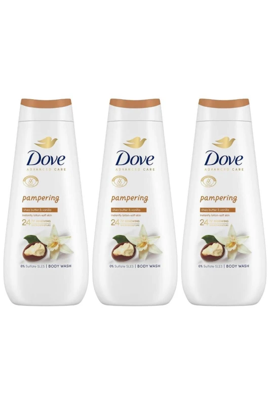 Image of Dove 'Body Wash' Pampering 24Hrs Renewing Micromoisture, 3x 400ml White