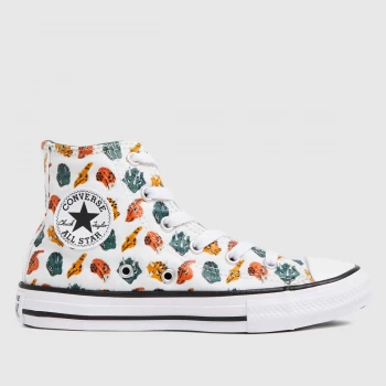 Image of Converse White & Orange Hi Dino Daze Trainers Junior