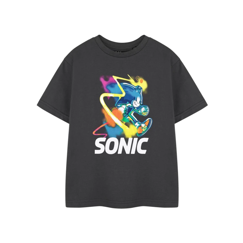 Image of (13-14 Years) Sonic the Hedgehog Short Sleeved T-Shirt (Boys Grey)