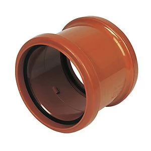 Image of FloPlast D105 Underground Drainage Double Socket Coupling - Terracotta 110mm