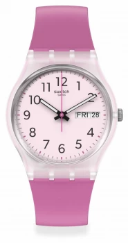 Image of Swatch RINSE REPEAT Pink Pink Dial Pink Silicone Strap Watch