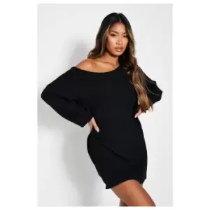 Image of I Saw It First Slouchy Off The Shoulder Striped Jumper Dress - Black