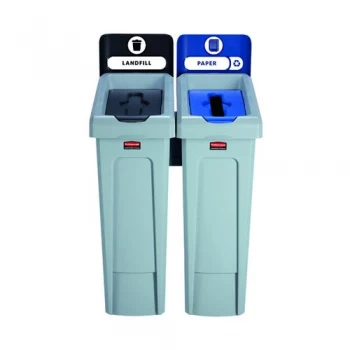 Image of Rubbermaid Slim Jim 2 Stream Recycling Station BlackBlue 2057605