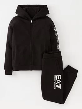 Image of Emporio Armani EA7 Train Visibility Zip Through Tracksuit Black Size 10 Years Boys