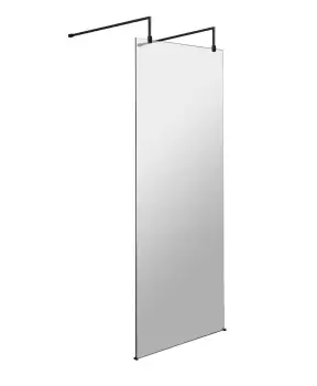 Image of Hudson Reed 800mm Wetroom Screen With Arms And Feet - Matt Black