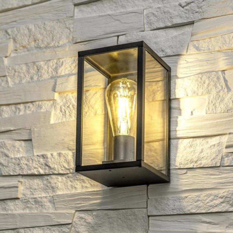 Image of CGC Lighting 'Scarlett' Black Outdoor Lantern Wall Light Black unisex
