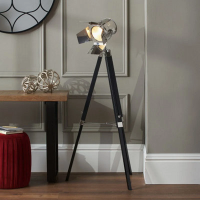 Image of Pacific Lifestyle Silver And Black Tripod Floor Lamp
