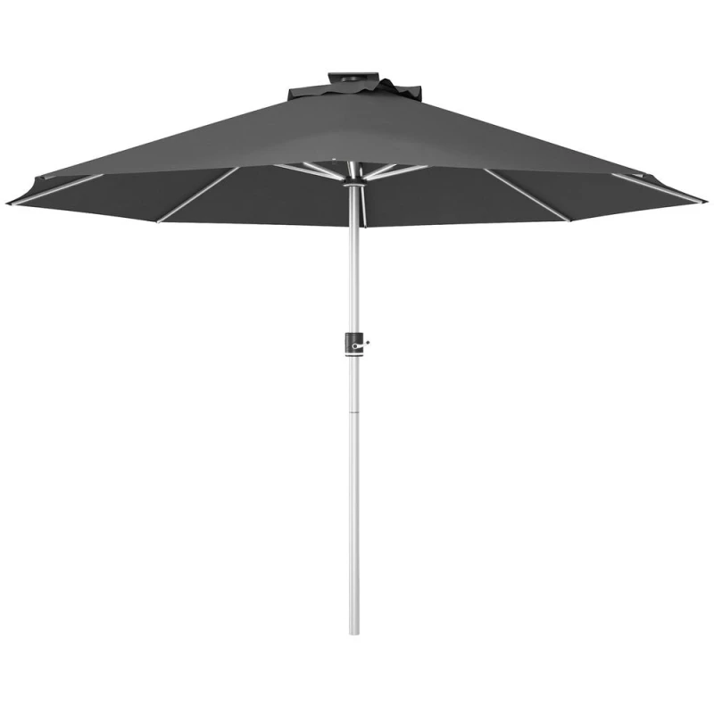 Image of Outsunny Outsunny Solar Patio Garden Parasol with Lights for Outdoor, Charcoal Grey