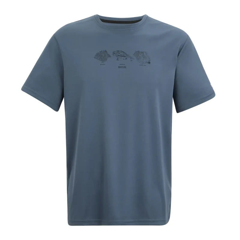 Image of Regatta Mens Fingal Short Sleeved Marl Graphic T-Shirt in Mid Blue Size: Large Mid Blue Male L