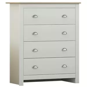 Image of Fwstyle Traditional 4 Drawer Chest Matt Cream & Light Oak