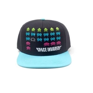 Image of Space Invaders - Formation Unisex Dual Pop-Lock Fitting Strap Cap - Black/Turquoise