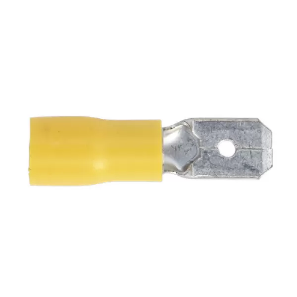 Image of Genuine SEALEY YT15 Push-On Terminal 6.3mm Male Yellow Pack of 100