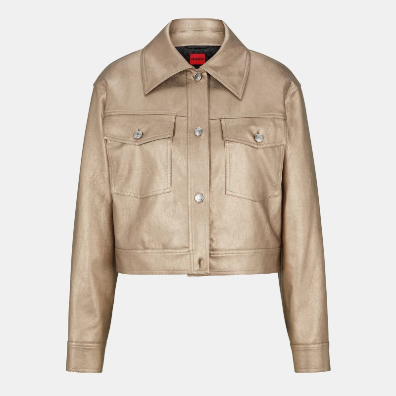 Image of Hugo Womens Akula Overshirt Gold female 4 (XXS)