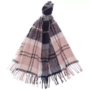 Image of Barbour Tartan Boucle Scarf Pink/Midnight