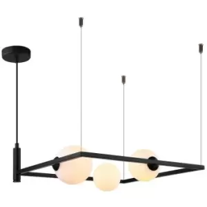 Image of Italux Lighting - Italux Gareth - Modern Hanging Pendant Black 3 Light with White Shade, G9