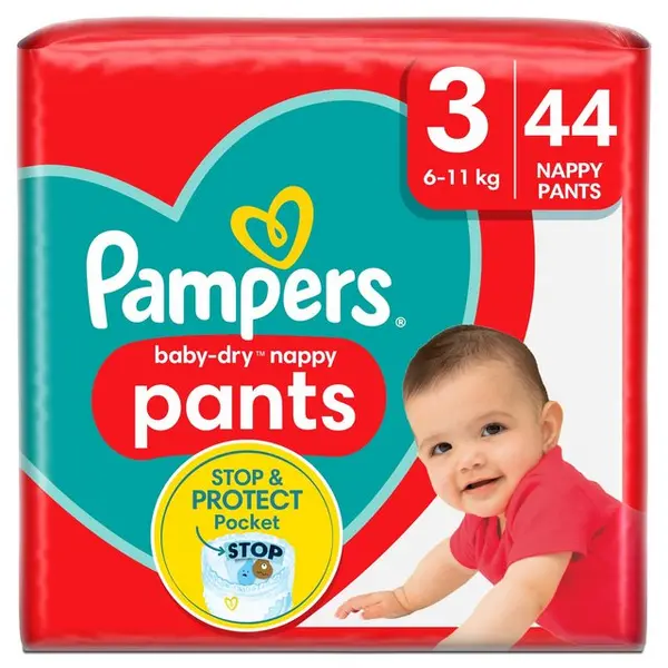 Image of Pampers Baby Dry Nappy Pants Size 3 44 Nappies