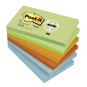 Image of Post it 655 1RP 76mm x 127mm 100 Recycled Sticky Notes Rainbow Pastel Pack 12 x 100 Sheets