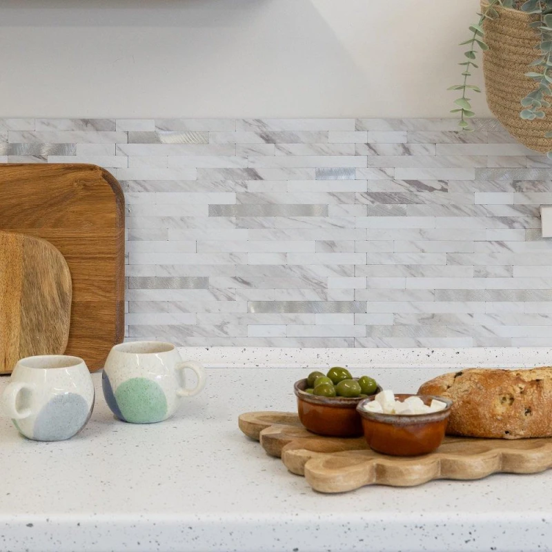 Image of D C Fix Self Adhesive Premium Wall Tiles Metal and Marble Self Adhesive Wall Tiles PACK 5 Grey 72055402000