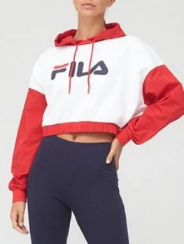 Image of Fila Saashi Logo Hoodie - White/Red, Size S, Women