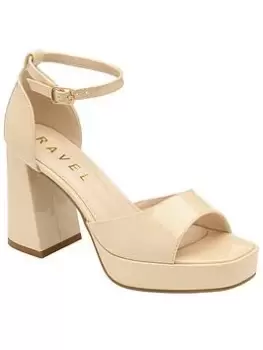 Image of Ravel Ornsay Nude Patent Platform Heeled Sandal, Pink, Size 4, Women