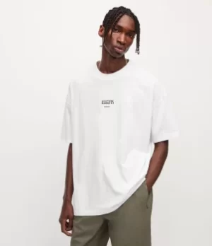 Image of AllSaints Mens Burman Crew T-Shirt, Optic White, Size: M