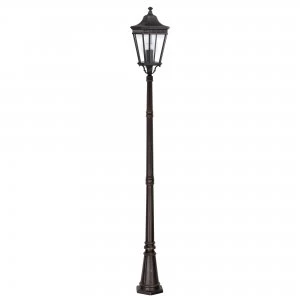 Image of 3 Light Large Outdoor Post Lantern Grecian Bronze IP44, E14