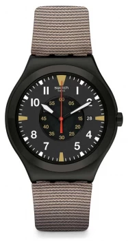 Image of Swatch Gardya Brown Silicone Strap Black Dial YWB406 Watch