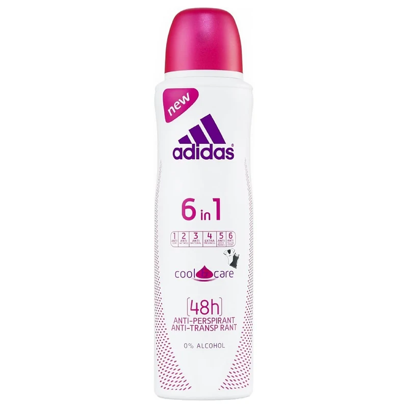 Image of Adidas Cool and Care 6 In 1 Antiperspirant Deodorant Spray 150ml