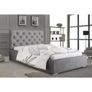 Image of Envisage Trade - Hillary Upholstered Beds - Plush Velvet, Small Double Size Frame, Grey - Grey