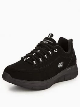 Image of Skechers Synergy 2.0 Side Step Wide Fit Lace Up Trainer Black Size 3 Women